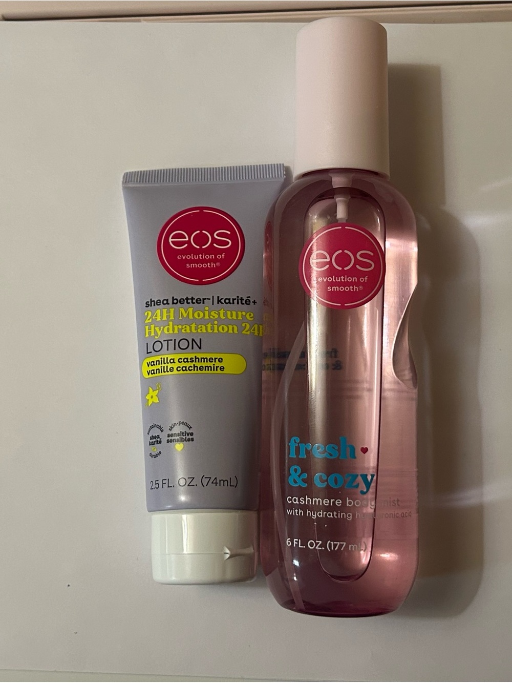 3/30$ eos Fresh & Cozy Cashmere Body Mist and Vanilla Cashmere Lotion - Pink
